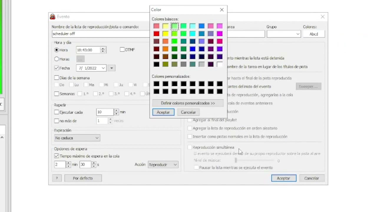 Comandos de RadioBoss - Scheduler - Activa y desactiva eventos automáticamente.