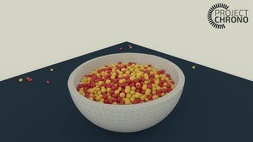 192 Simulation of flexible bowl filled with fluid and rigid bodies