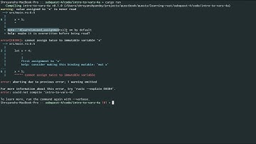 Quest 1: Introduction to Rust, Subquest 4A : Introduction to Variables and Immutability