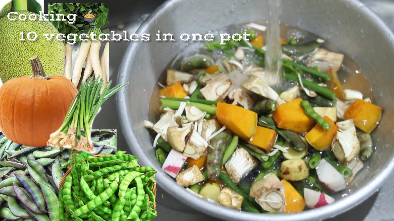 Cooking 10 Different Vegetables in One Pot 😱🔥🍲 ||Healthy & Tasty || puja curry (niramish / labra)