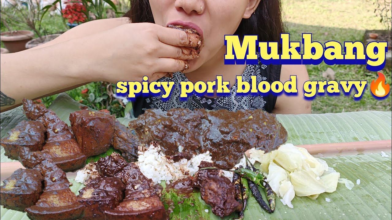 pork eatingpork belly mukbangpork blood eatingpork gravy recipe