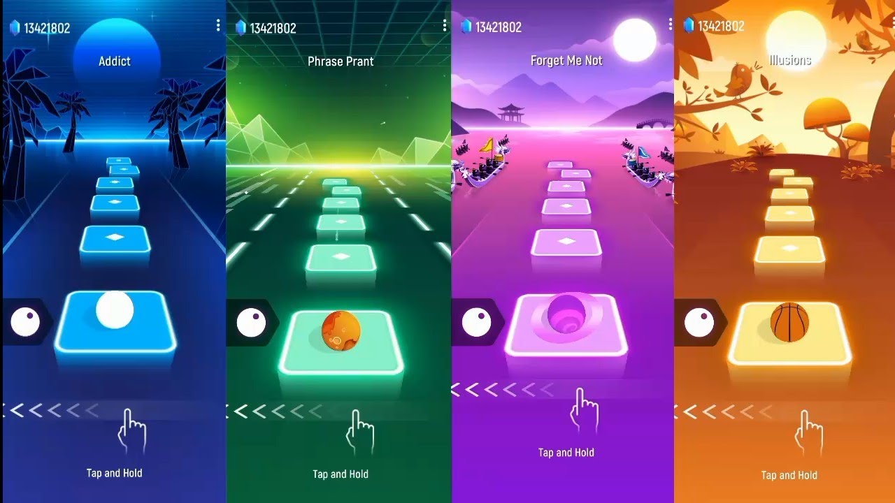 🎵Addict🆚Phrase Prant🆚Forget Me Not🆚Illusions🎵-Tiles Hop Songs Battle