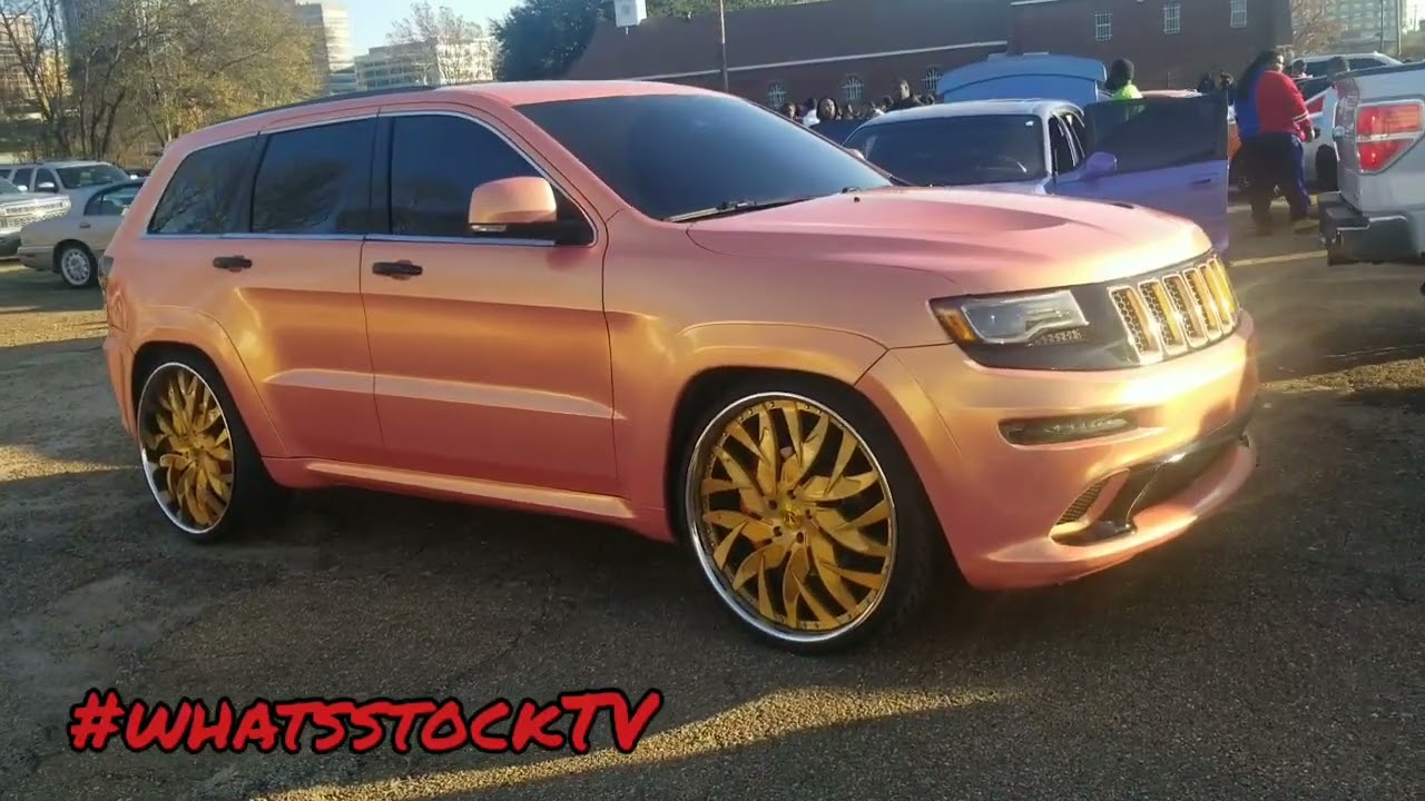 Coral Peach Wrapped SRT Jeep on Gold Rucci Wheels - YouTube
