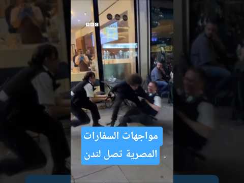 أنس حبيب احتجاج أمام السفارة المصرية في لندن وتوقيف شخصين حاولا صده