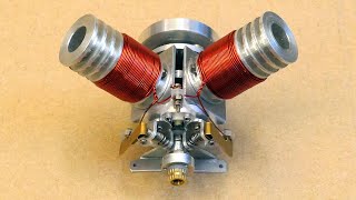 V2 electromagnetic piston engine model from Stirlingkit