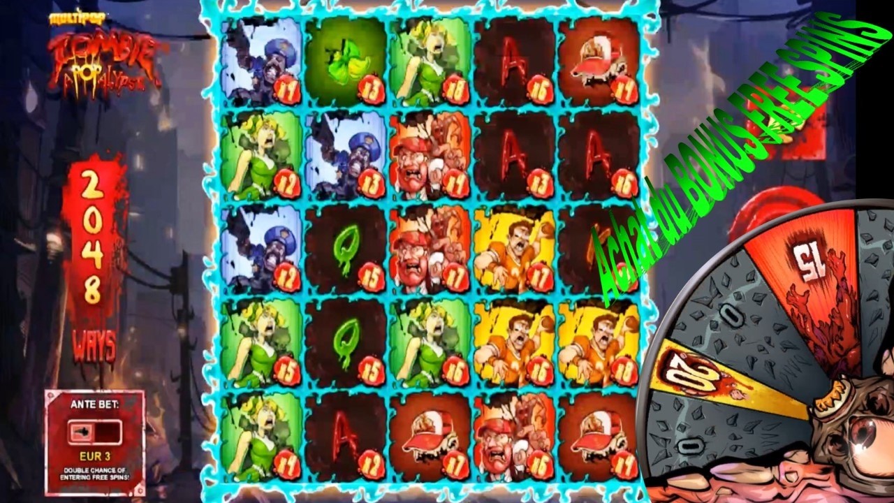 Machine à sous : "ZOMBIE APOPALYPSE" - Achat du : "BONUS FREE SPINS" et tenter l'option : "GAMBLE" !