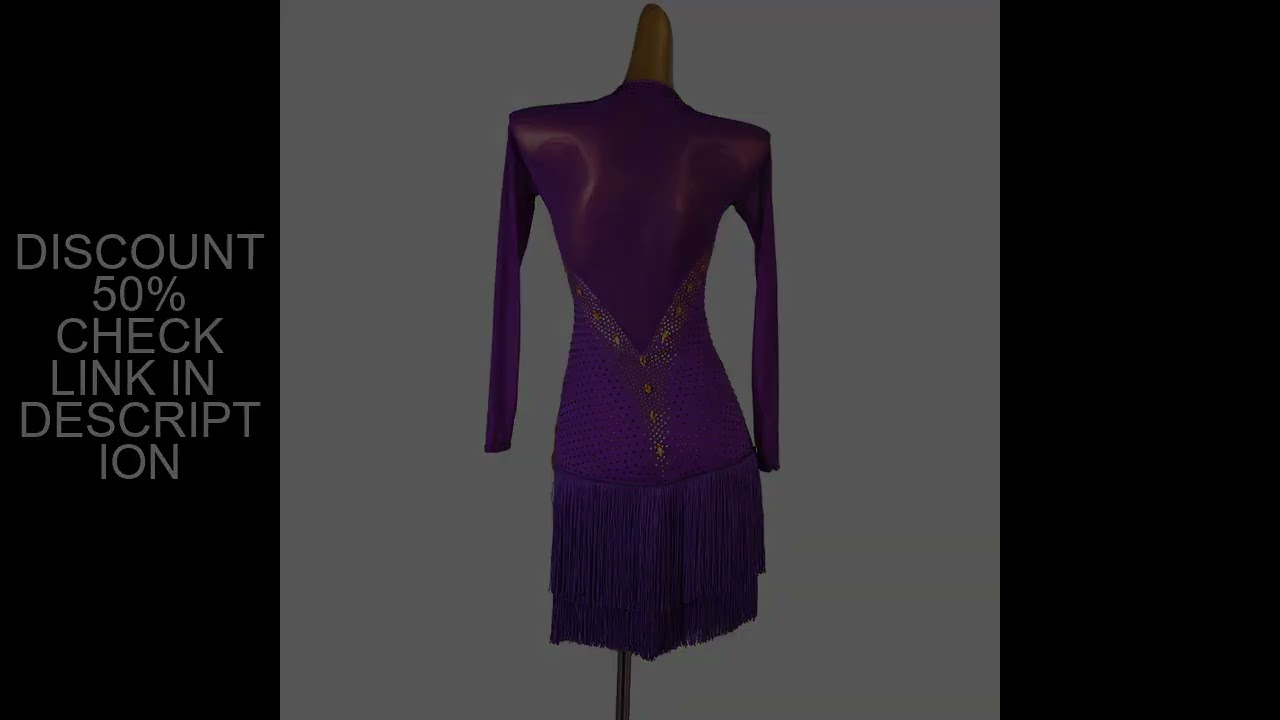 High-end Custom Latin Dance Dress Fringe Women Competition Salsa Dress Tango Costume Long Sleeve Bal