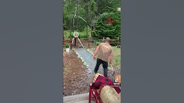 Trick shots from awhile back. Missed one. Mark Bouquin. #axethrowing