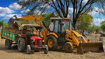 Jcb Kirloskar Backhoe Loading Field Compost Khad| Eicher 380 Massey Ferguson 241&1035 Tractor Trolly