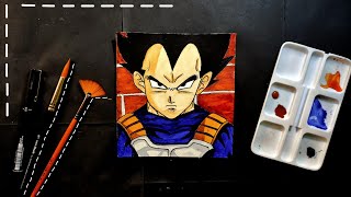 رسم فيجيتا من انمي دراغون بول | الرسم بالالوان المائيه | تعليم رسم الانمي