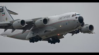 (4K) Kuwait Air Force Boeing C-17 Landing 10C | Chicago OHare International Airport Planespotting