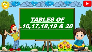 Math Tables: From 16 to 20 I FREE STUDIES