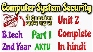 Computer System Security AKTU UNIT 2 ! CSS UNIT 2 ! Computer System Security Btech 2nd Year !