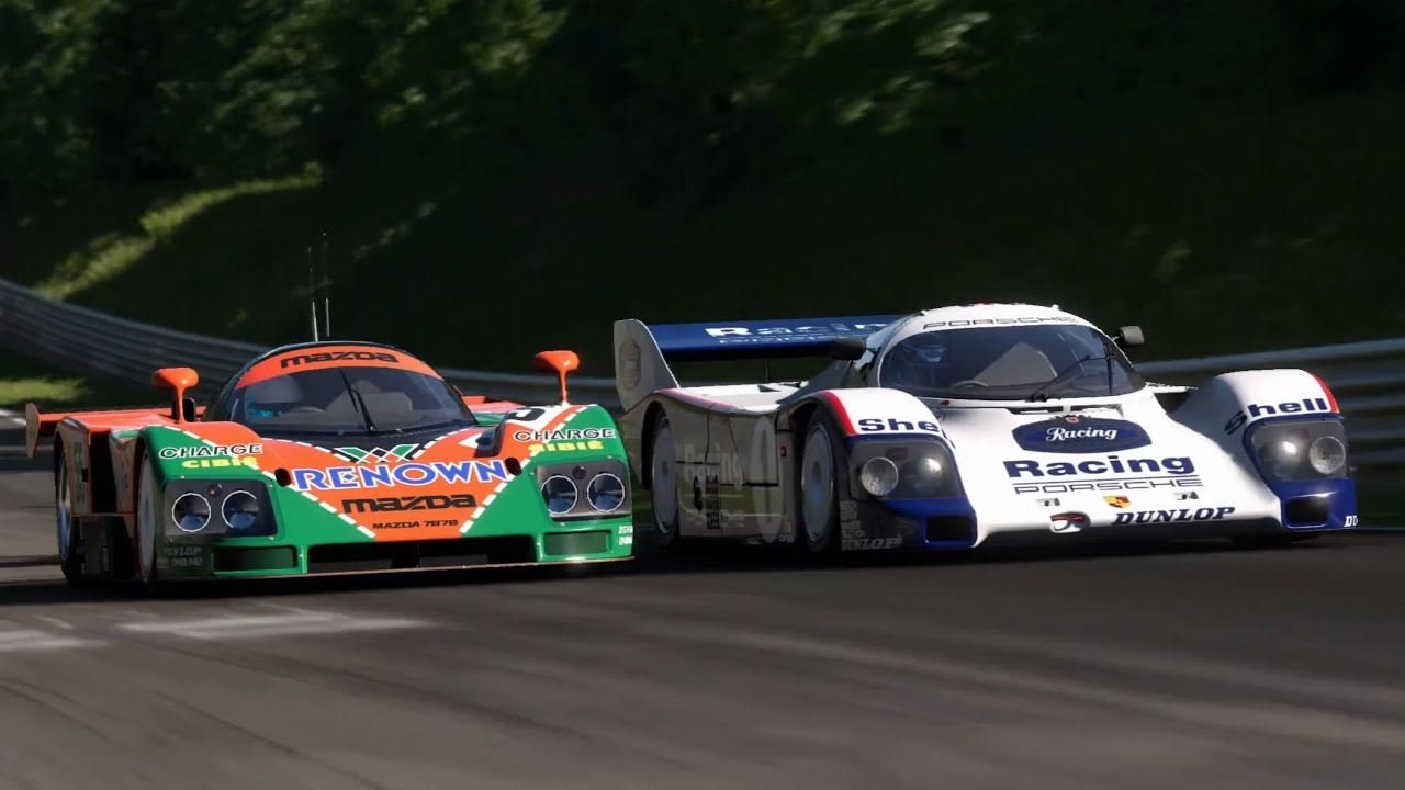 MAZDA787B、962ｃ、ジャガー Mazda 787B 1991 vs Porsche 962 C 1986 at Nordschleife Track Day