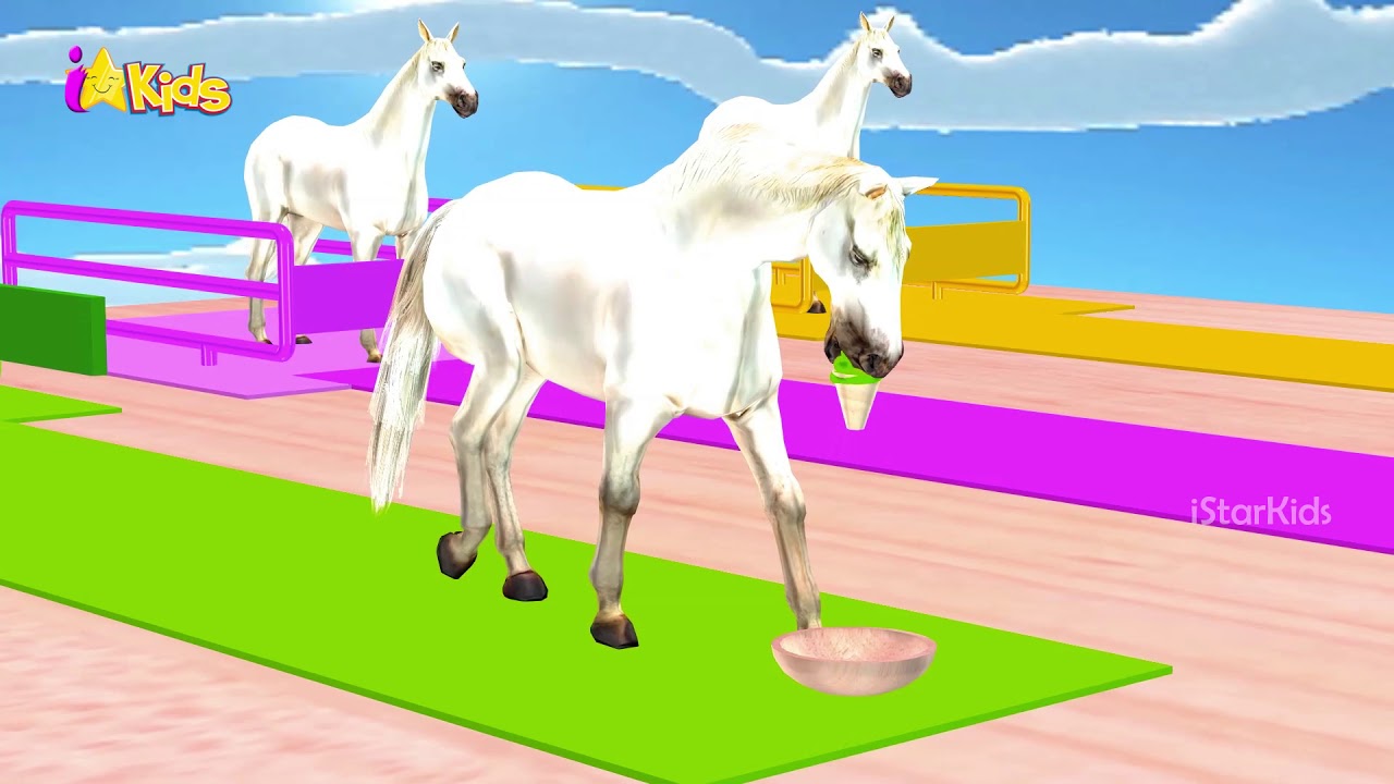 Learn Colors With Horse Eating Ice Cream For Kids Learn Animals For
