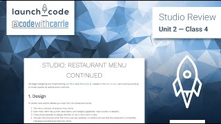 U2 (Java) Chapter 5 Studio Review — Restaurant Menu, Part 2
