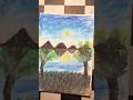 Oil Pastel Landscape: Reflection of Mountains on the Water #art #painting #drawing