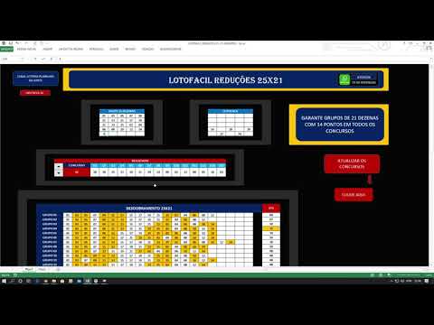 PLANILHA GRÁTIS LOTOFACIL 14 E 15 PONTOS EM TODOS OS CONCURSOS EM GRUPOS DE 21 DEZENAS