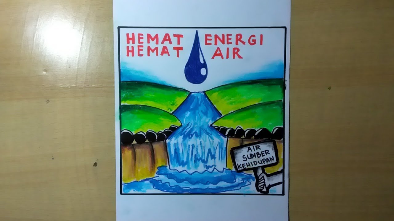 Cara Membuat Poster Hemat Energi Air Hemat Air Save Water Youtube