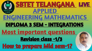 Integrations||Diploma 3 sem maths mid sem 1 revision class 1|| Diploma 3sem maths||@SRINIVAS MATHS