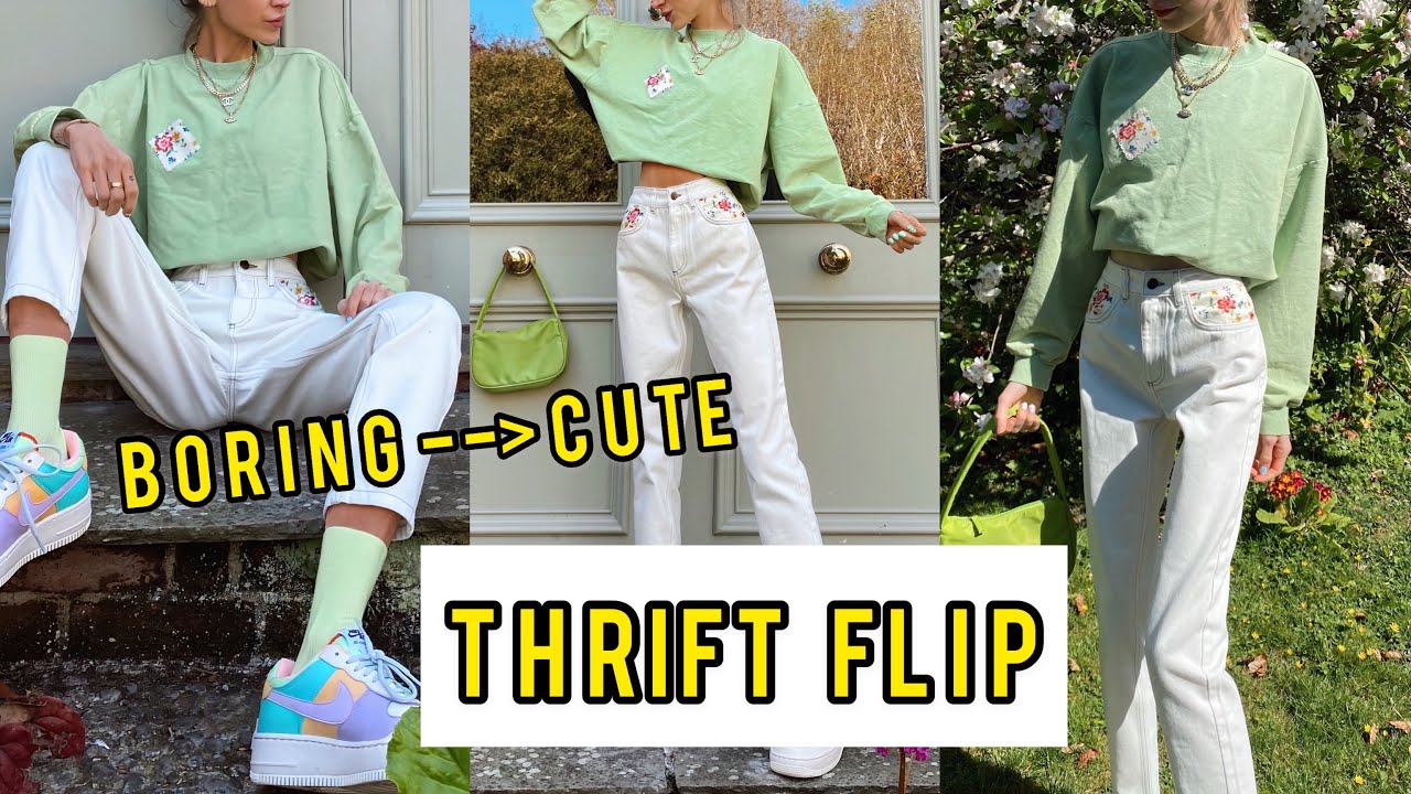 Transform boring clothes into cute clothes | *EASY Thrift Flip* - YouTube