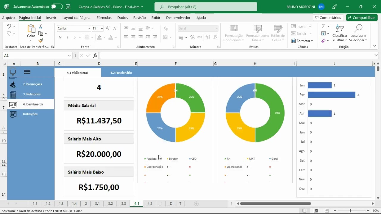 Planilha de Plano de Cargos e Salários em Excel 5.0