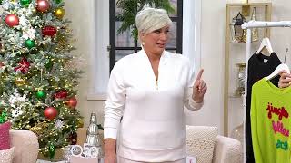 Jingle Belles by Kim Gravel Merry Messages Shaker Knit Sweater on QVC