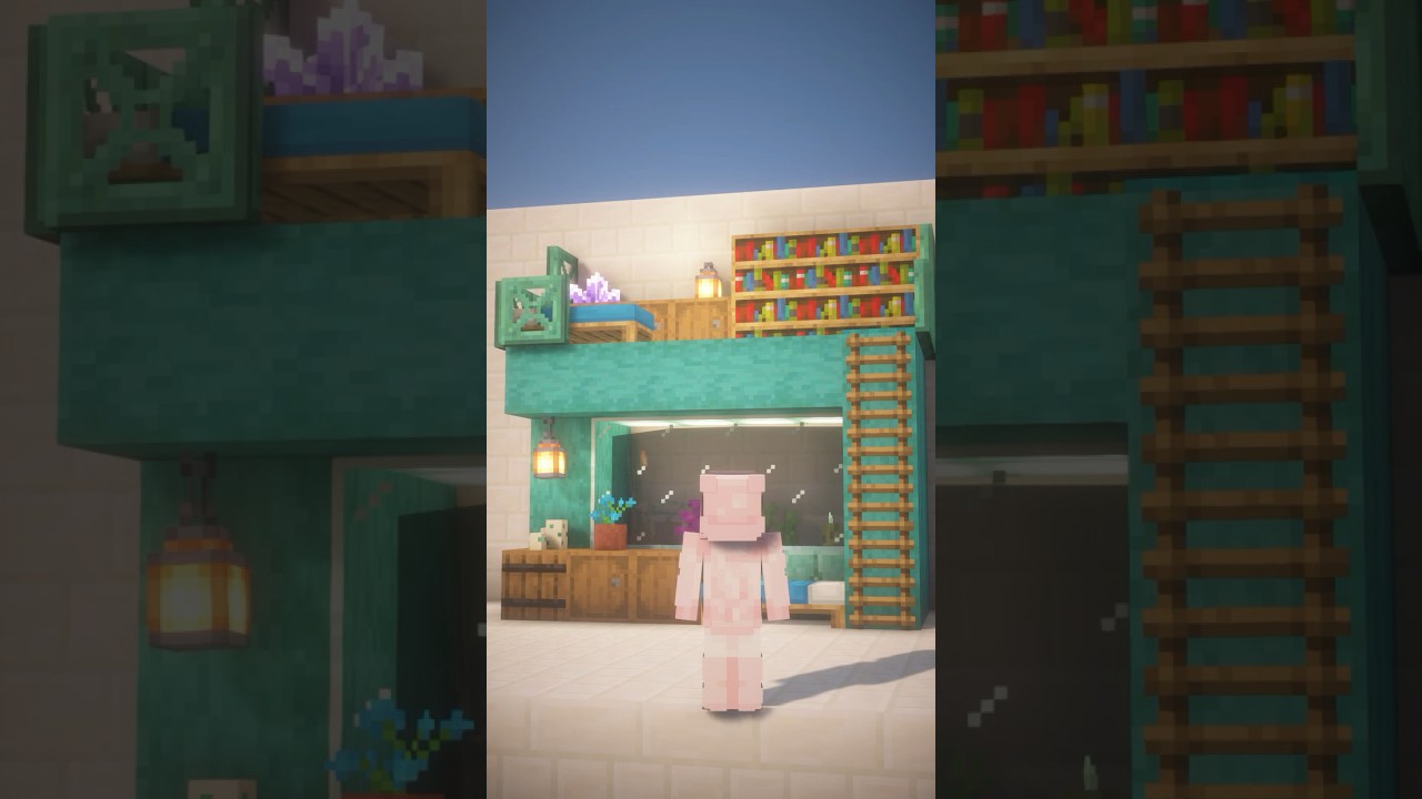 Beautiful Aquarium Bedroom Design in Minecraft 🌸🐟  