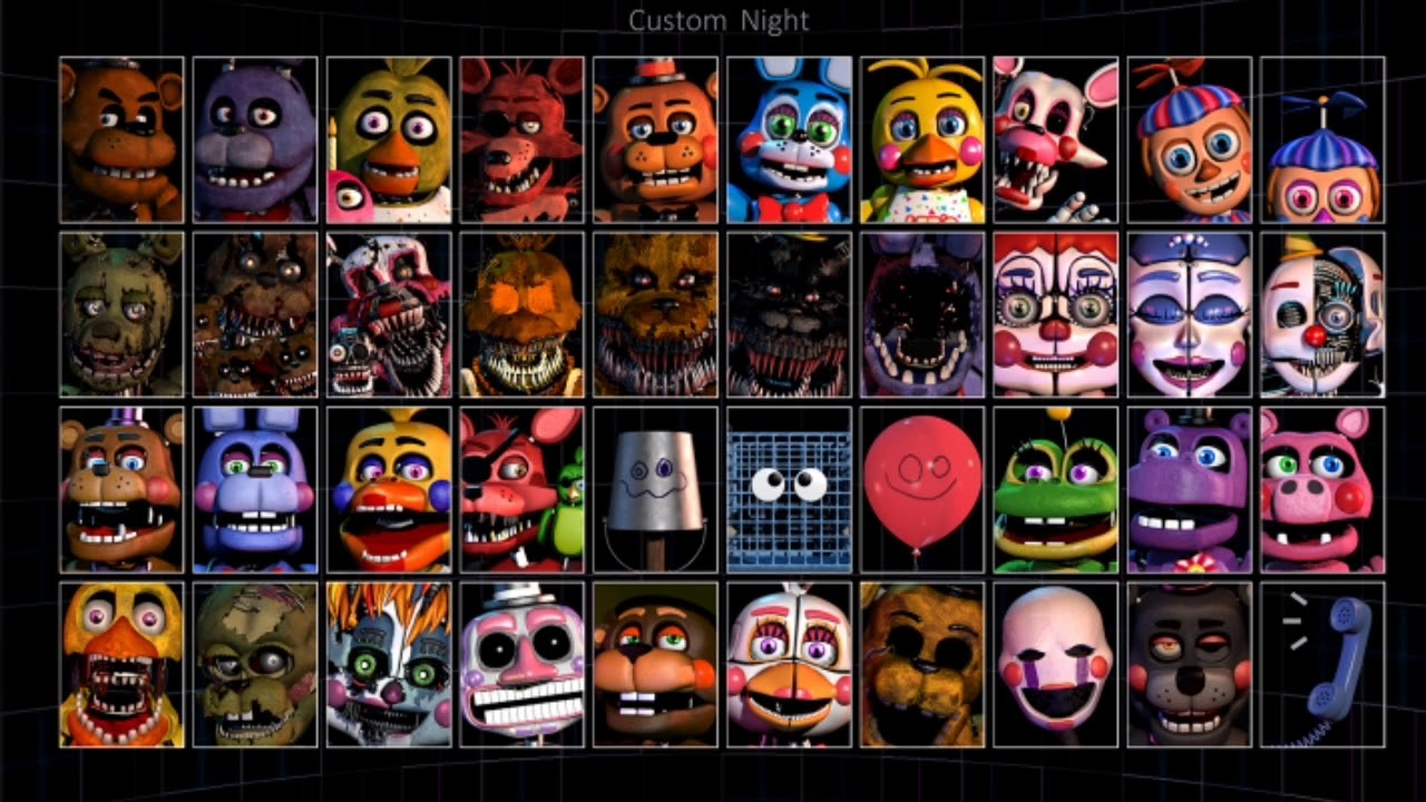 Custom night Fnaf 6 quase todos os animatronics - YouTube