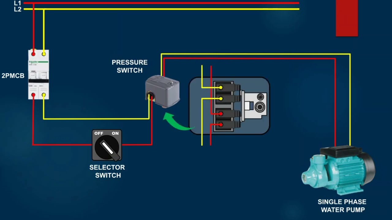 Water pump controlled by pressure switch, Single phase motor - YouTube