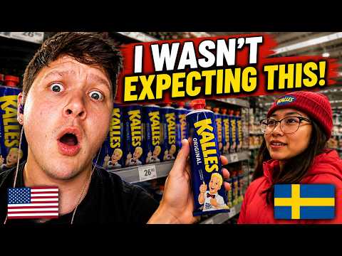 American Reacts to Swedish Supermarket Tour! 