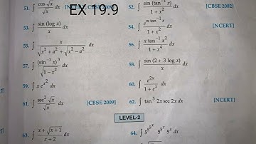 RD SHARMA EX 19.9 Q50 TO  Q63 SOLUTIONS OF CHAPTER 19 INDEFINITE INTEGRALS CLASS 12TH (PART4)