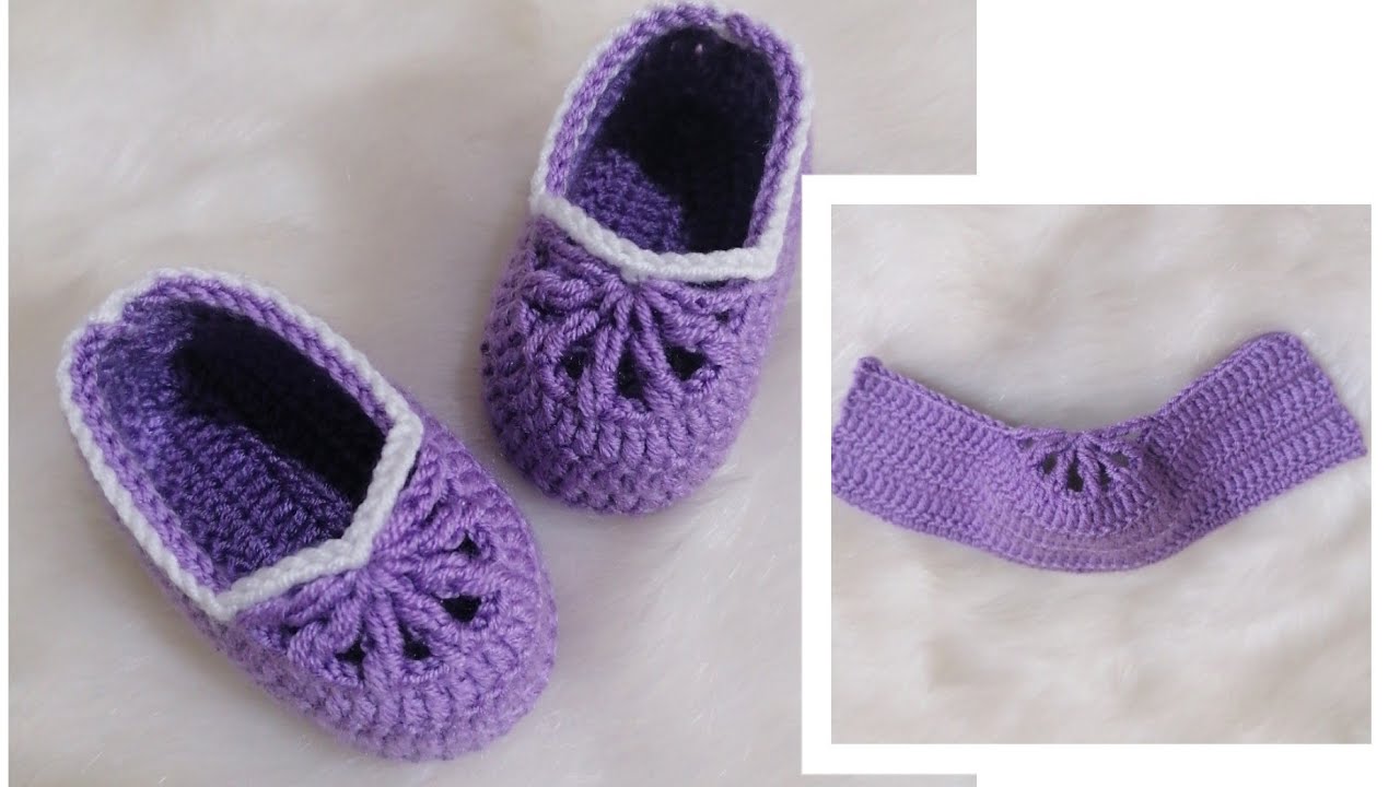 كروشيه لكلوك بيبي بناتي سهل للمبتدئين بقطعه واحده easy crochet slippers