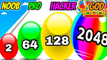 NOOB vs PRO vs HACKER vs GOD in Ball Merge 2048