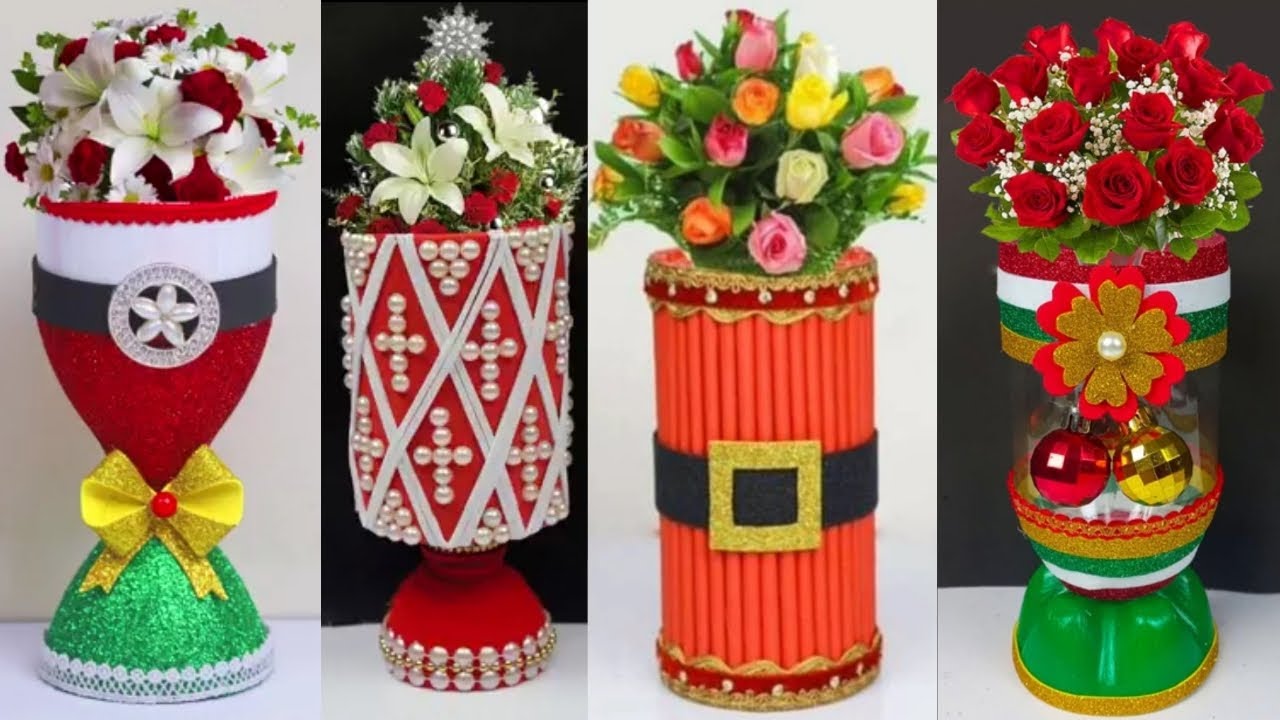 4 Economical Flower Vase Craft Ideas Christmas Craft Ideas Best Out Of Waste DIY Flower