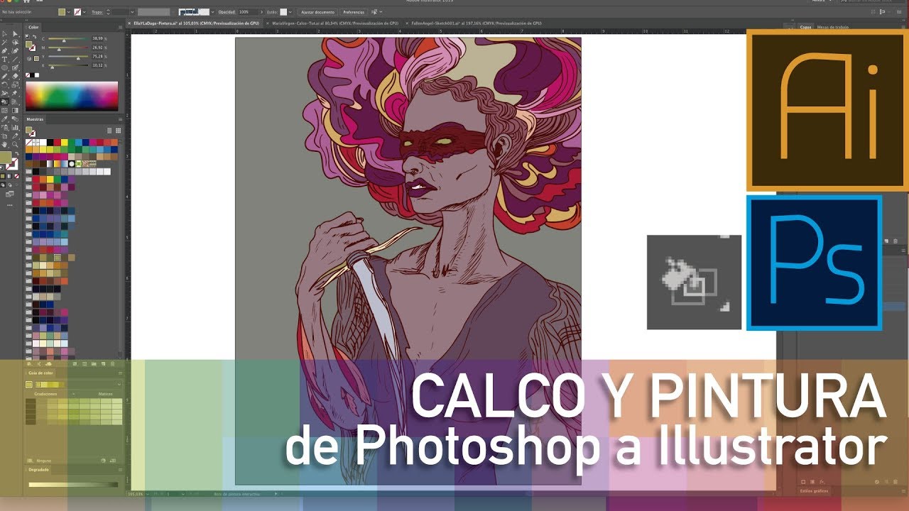 calcar-y-pintar-un-dibujo-de-photoshop-en-illustrator-youtube