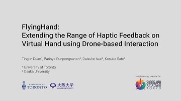 FlyingHand: Extending the Range of Haptic Feedback on Virtual Hand using Drone-based Interaction