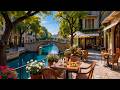 Tranquil Canal View Jazz Café 🌿 Smooth Coffee Shop Music for Reading, Work & Relax
