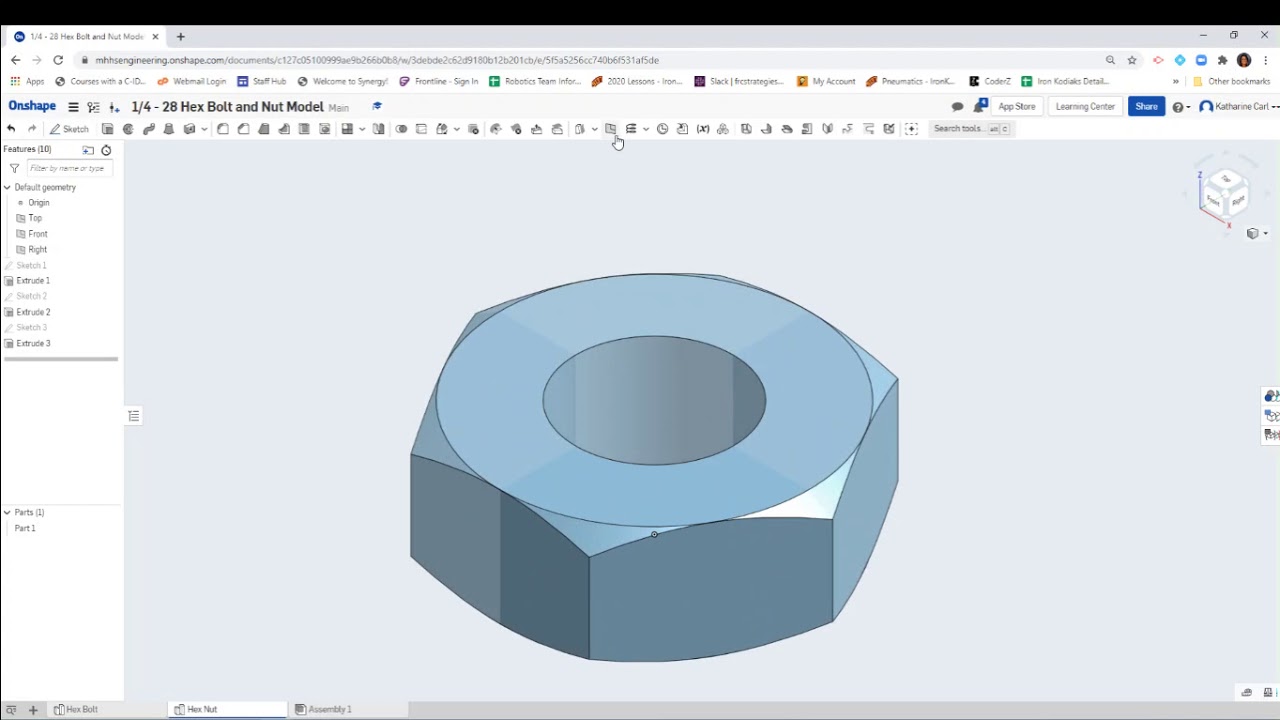 OnShape 1 4   28 Hex Nut