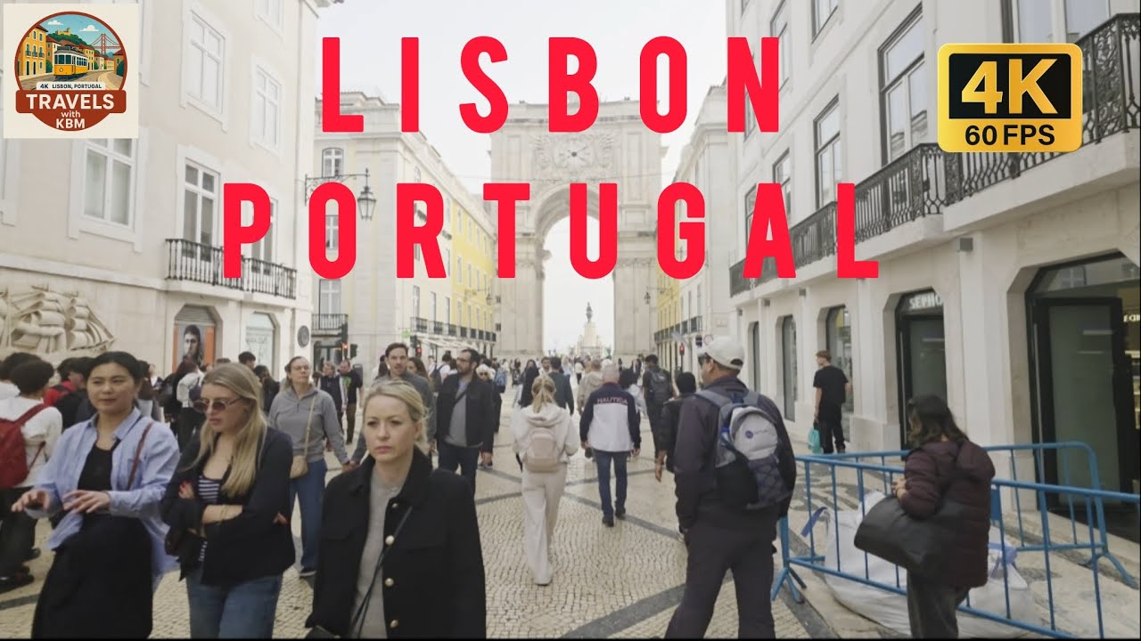 Lisbon Portugal 4K Walking Tour 🇵🇹 | Beautiful Streets to Praça do Comércio | Real City Sounds