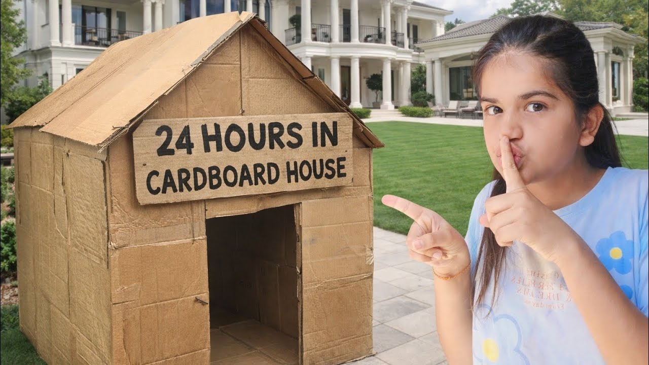Living 24 hours in cardboard house 🏡 - YouTube