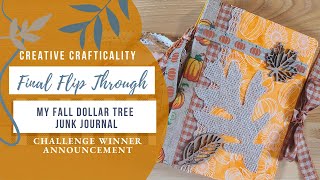 Fall Dollar Tree Junk Journal Challenge # 12: Final Flip Through and Challenge Winner Announcement