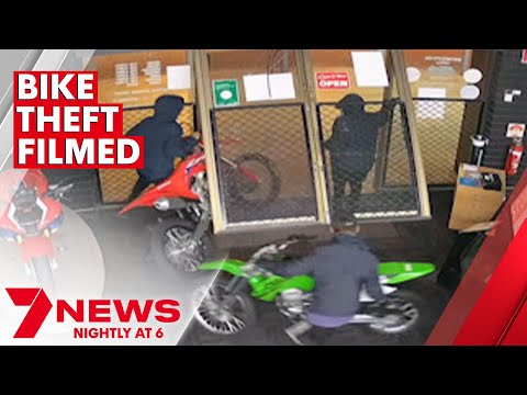 14-year-old boy among gang of thieves filmed stealing motorbikes at Gepps Cross | 7NEWS