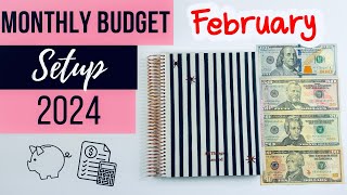 February 2024 Budget Setup | HOW TO BUDGET FOR BEGINNERS | Paycheck Budget | CASH ENVELOPE SYSTEM