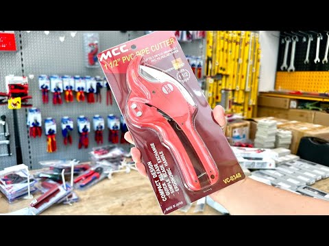 Kéo cắt ống nhựa MCC VC-0348 dùng cho ống PVC, PE, PEX và ABS. Đường kính ngoài tối đa 48 mm