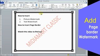 How To Insert Page Borders Watermark In Ms Word