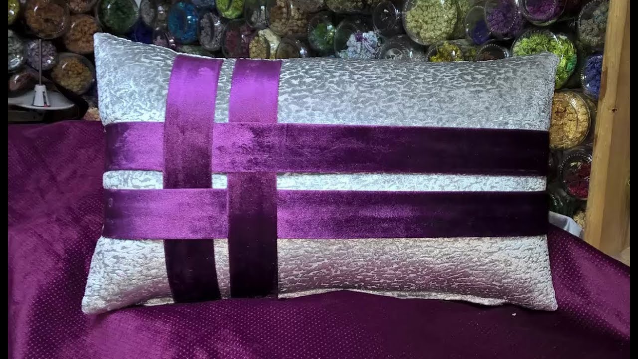 طريقة خياطة مخدة بالباندات او السماطي لزينة الصالون المغربي--How to sew a pillow