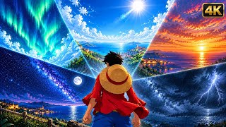 Luffy in Every Weather 🌦️ | 4K Anime Live Wallpaper | Day, Sunset, Night & Storm
