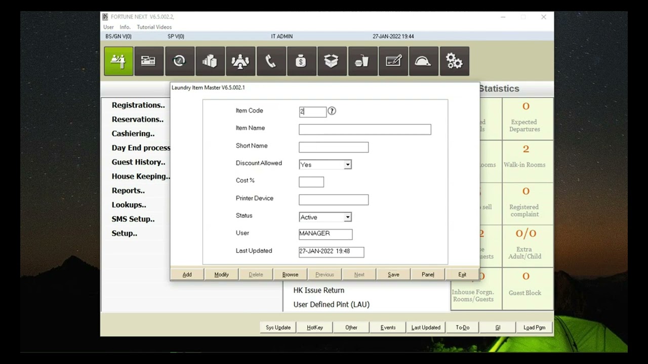 How to Add item in Housekeeping Module in IDS 6.5 & 7.0 Software - YouTube
