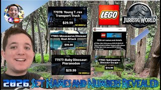 Lego Juric World 2026 - Set Names & Numbers Revealed